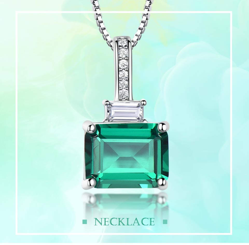 925 Sterling Silver Zircon Artificial Nano Emerald Locket Necklaces