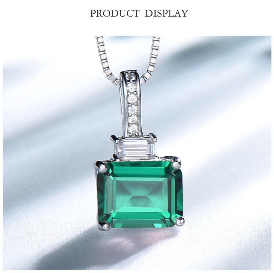 925 Sterling Silver Zircon Artificial Nano Emerald Locket Necklaces