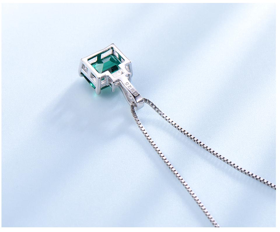 925 Sterling Silver Zircon Artificial Nano Emerald Locket Necklaces