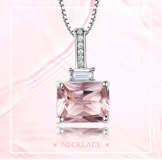 925 Sterling Silver Zircon Artificial Nano Morganite Locket Necklaces