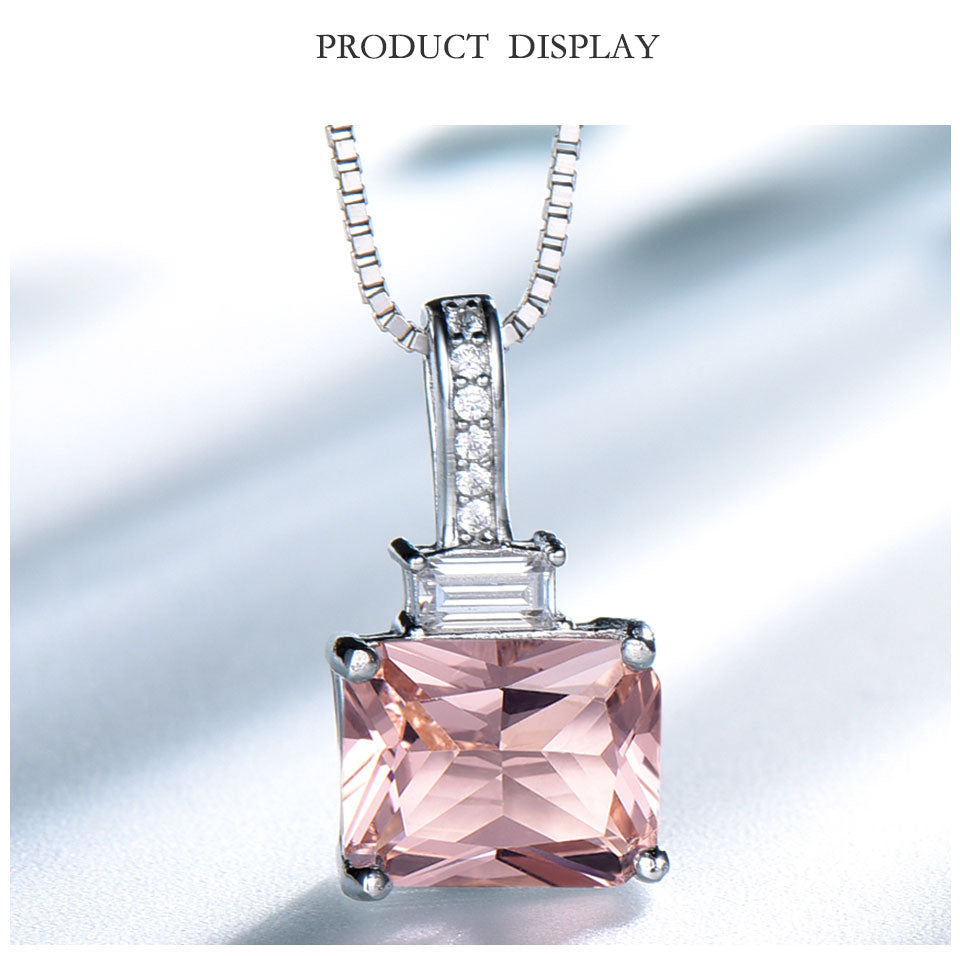 925 Sterling Silver Zircon Artificial Nano Morganite Locket Necklaces