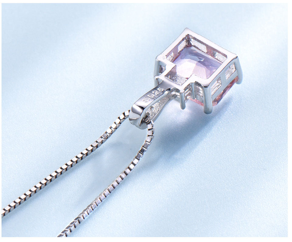 925 Sterling Silver Zircon Artificial Nano Morganite Locket Necklaces